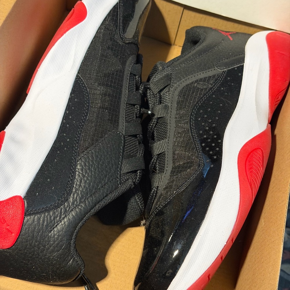 Jordan Black and Red Low-Top Sneakers